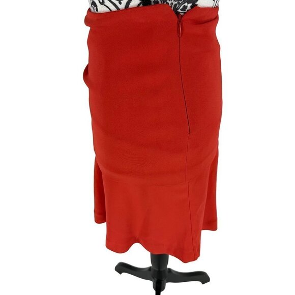 Massimo Dutti Red Ruched Midi Skirt Size 4 | Tiered Flounce Hem - Picture 4 of 14